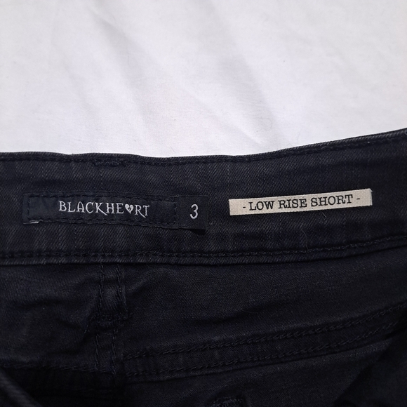 Black heart | Black/ grey with mesh details women's jean short shorts low rise - Picture 7 of 8